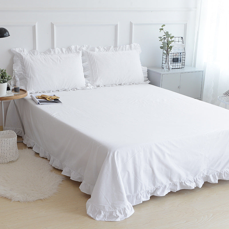 Korean Style Pure White Cotton Bed Sheet