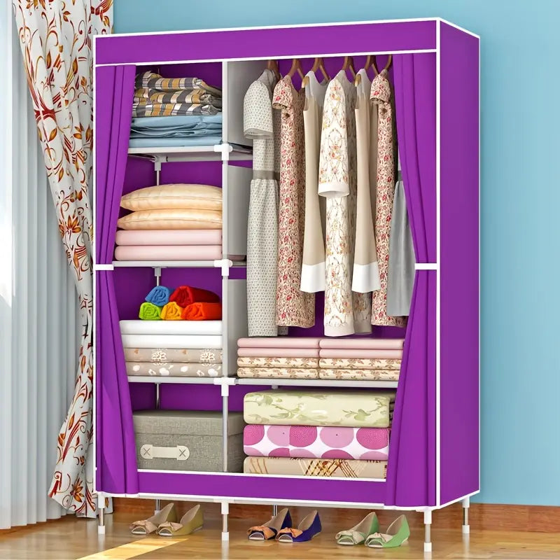 Portable Wardrobe Storage Organiser with Hanging Rods