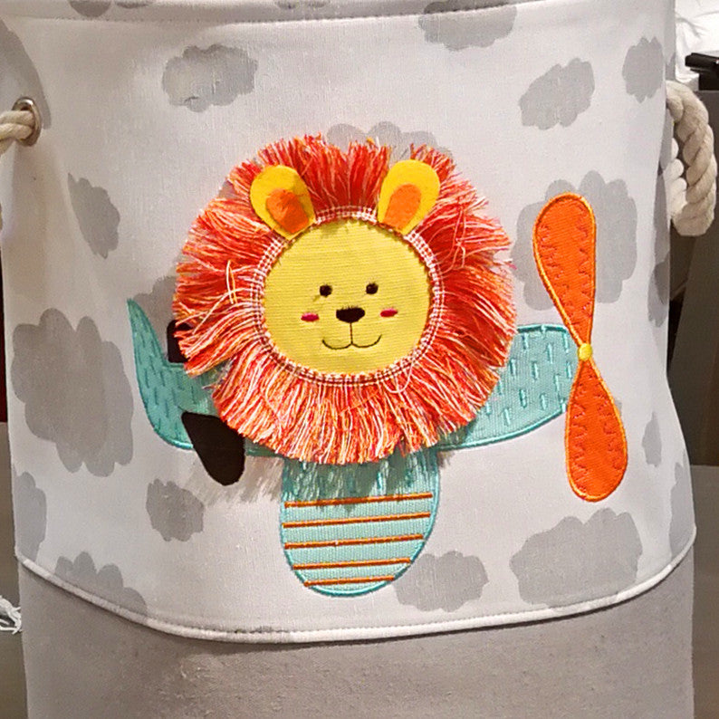 Cartoon Lion Giraffe Canvas Storage Bin for Laundry