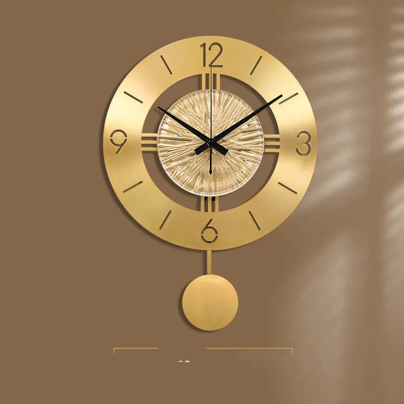 Metal Wall Clock with Elegant Pendulum