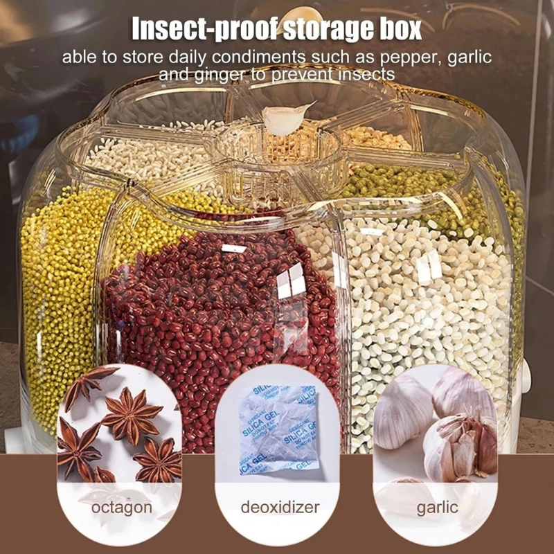 Large 360° Rotating Food Storage Container for Kitchen