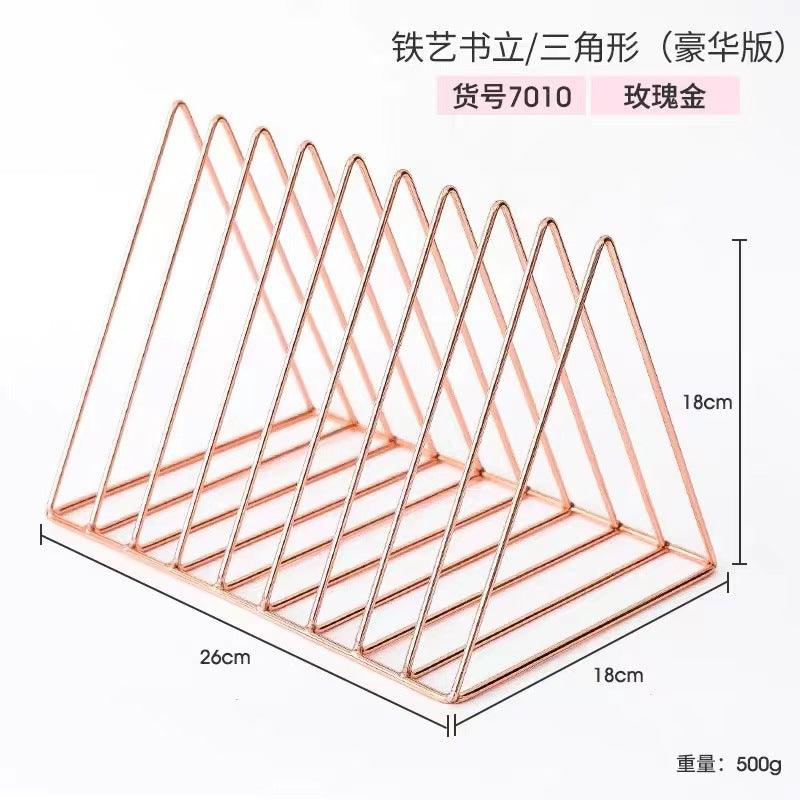 Nordic Minimalist Iron Book Rack with Magazine Holder