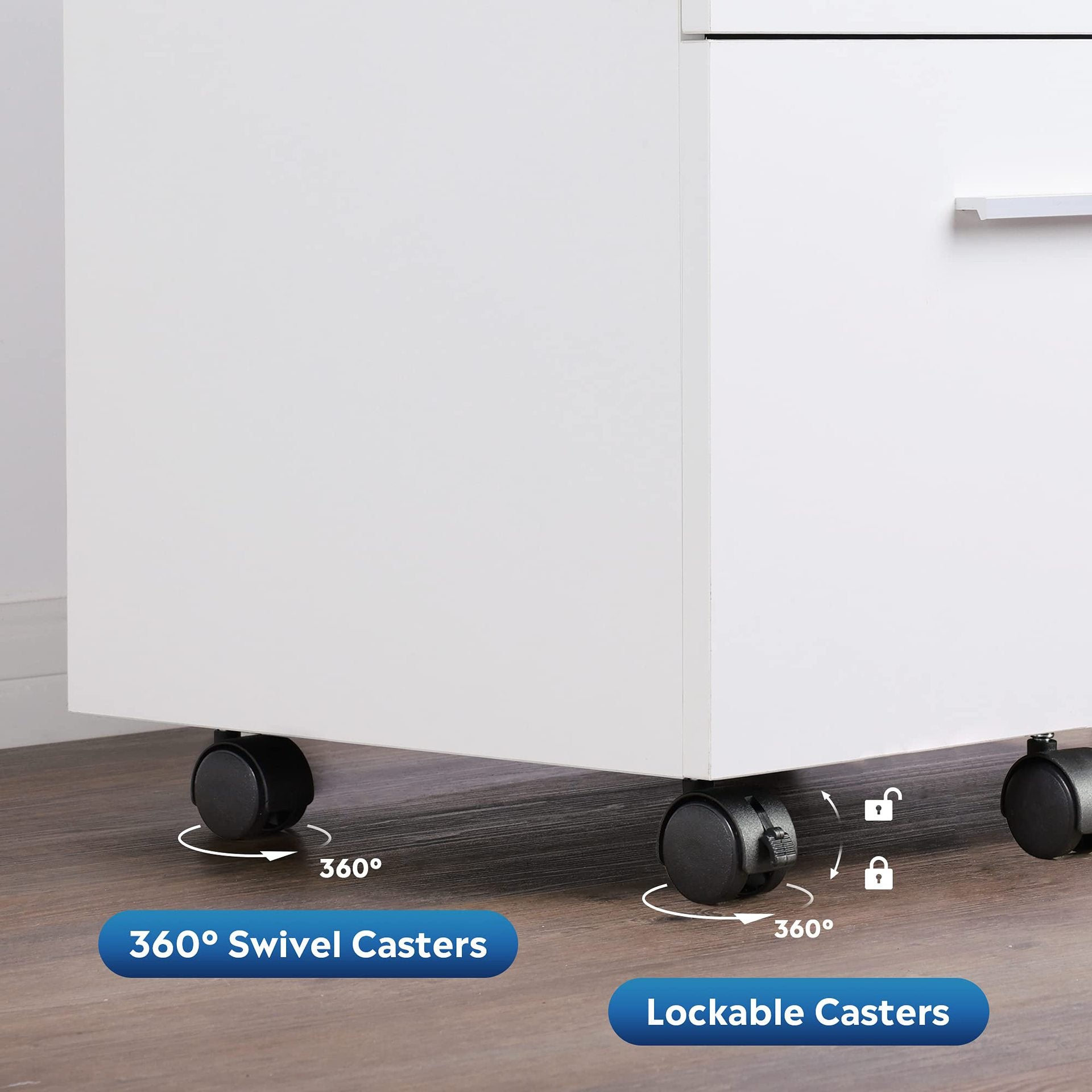 Mobile Office Storage Cabinet with Drawers and Wheels