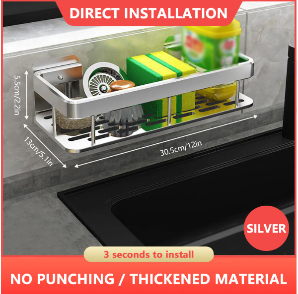Modern Bathroom Shelf with Metal Shower Caddy