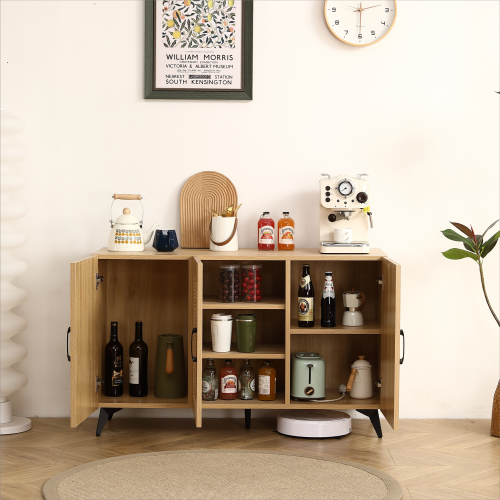 Natural Rattan 3-Door Storage Cabinet