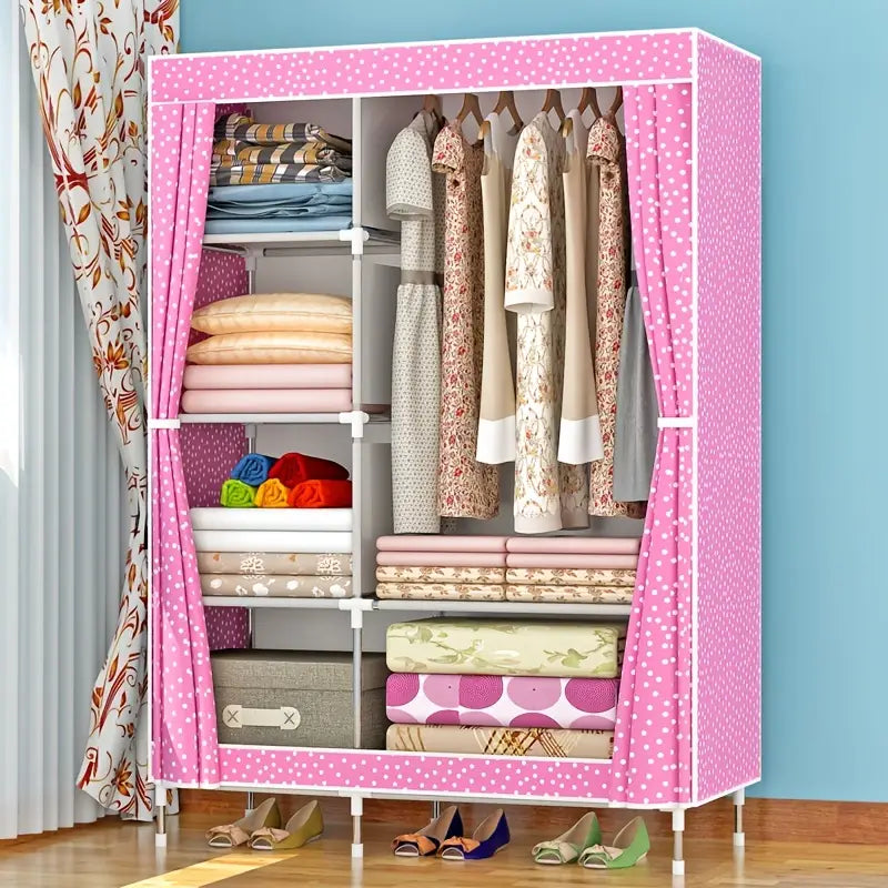 Portable Wardrobe Storage Organiser with Hanging Rods