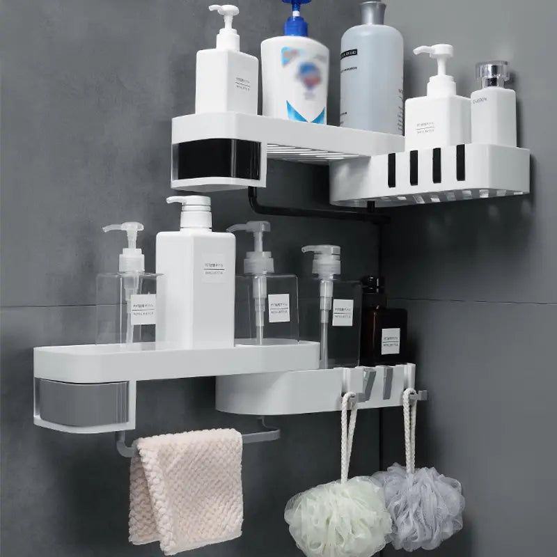 Punch-Free Corner Shower Caddy for Toiletries Storage