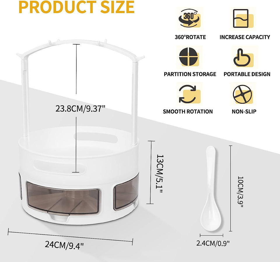 Lazy Susan Organizer, 9.4 Inch Turntable Cabinet Organizer Rotating Spice Rack Kitchen Storage Cosmetic Makeup Organizers for Cabinet Kitchen Pantry Refrigerator Countertop Organization-White