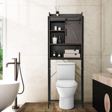 Load image into Gallery viewer, Over-The-Toilet 4-Tier Storage Cabinet, Freestanding Bathroom Organizer W/Adjustable Shelf &amp; Sliding Cabinet Door, Multifunctional Bathroom Space Saver (Brown)
