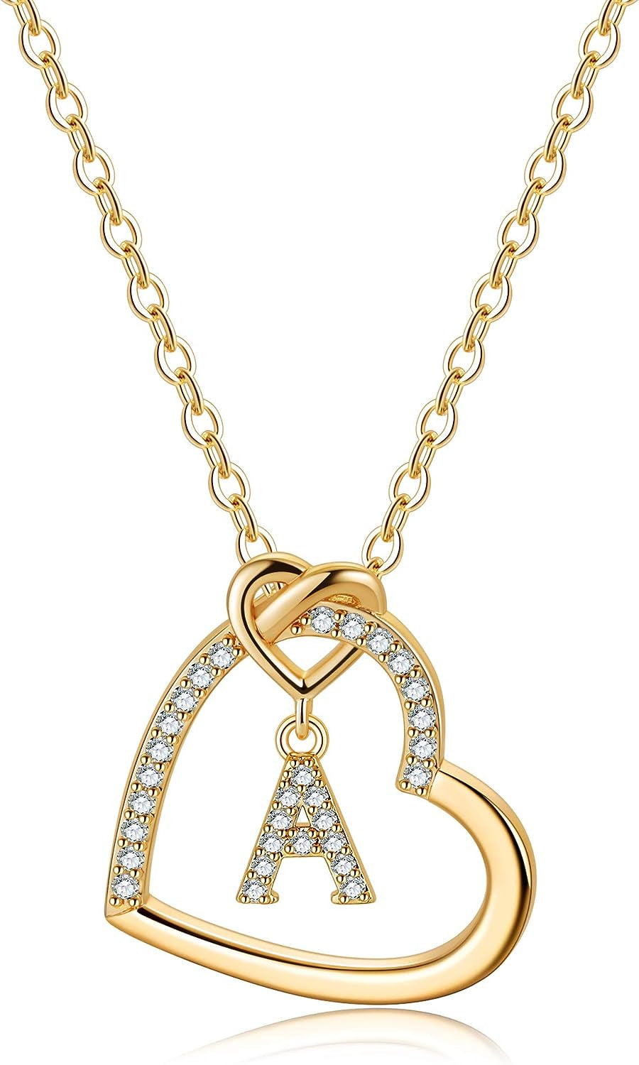 Heart Initial Necklaces, 14K Real Gold Filled Heart Initial Necklaces for Teen Girls Gifts Trendy Stuff Dainty Letter Necklace for Girls Jewelry Heart Necklace Jewelry for Girls Gifts