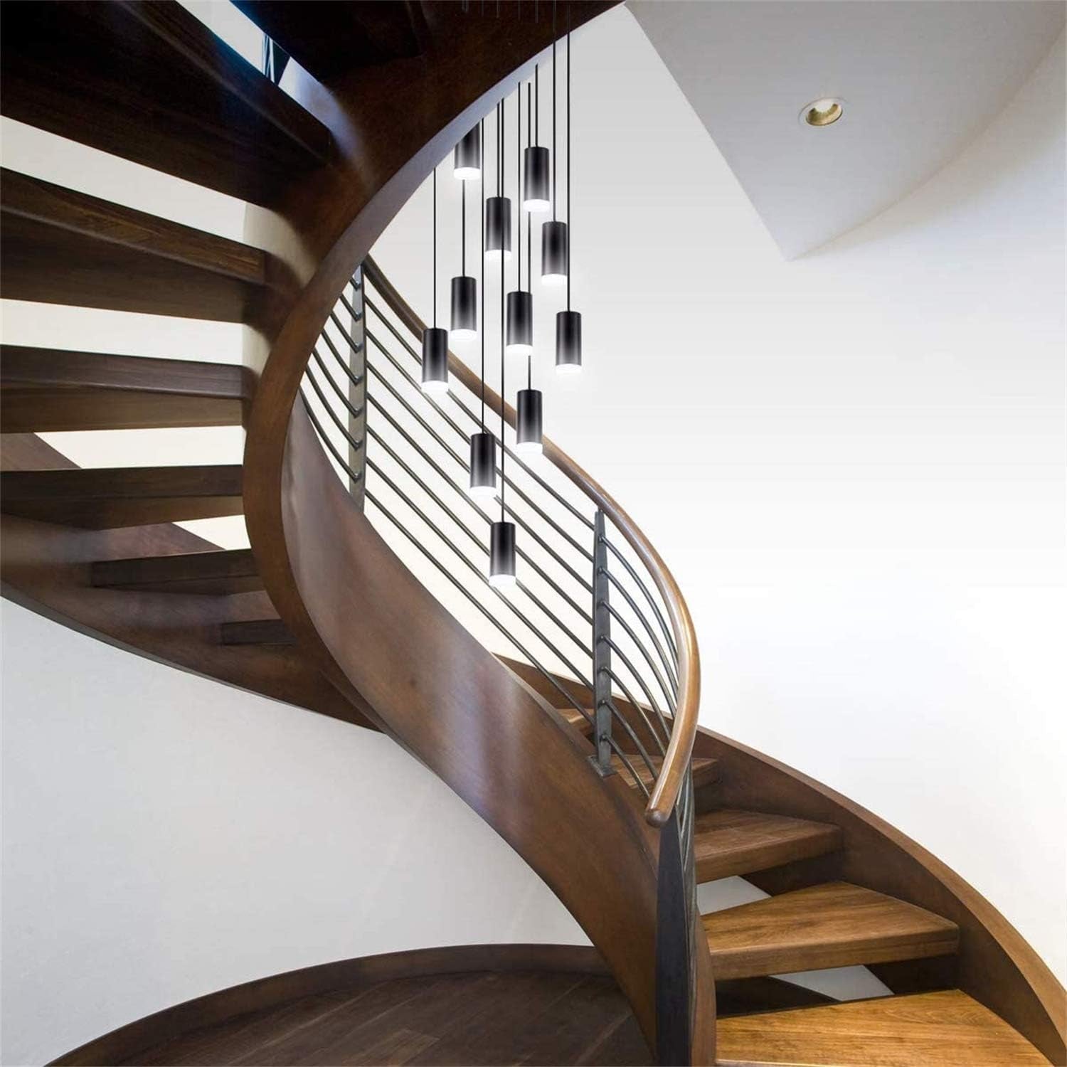 12W Modern LED Cylindrical Acrylic Pendant Lighting Ceiling Spot Lights Downlight Hanging Lamp for Kitchen Island Bar Living Dining Room Light Fixtures - Cold White