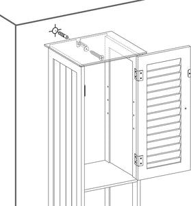 BBC69WT Bathroom Cabinet Tall Cabinet with 2 Slat Doors Storage Cabinet with Drawer Removable X-Shaped Shelf 32 X 30 X 170 Cm Scandinavian Style White