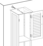 BBC69WT Bathroom Cabinet Tall Cabinet with 2 Slat Doors Storage Cabinet with Drawer Removable X-Shaped Shelf 32 X 30 X 170 Cm Scandinavian Style White