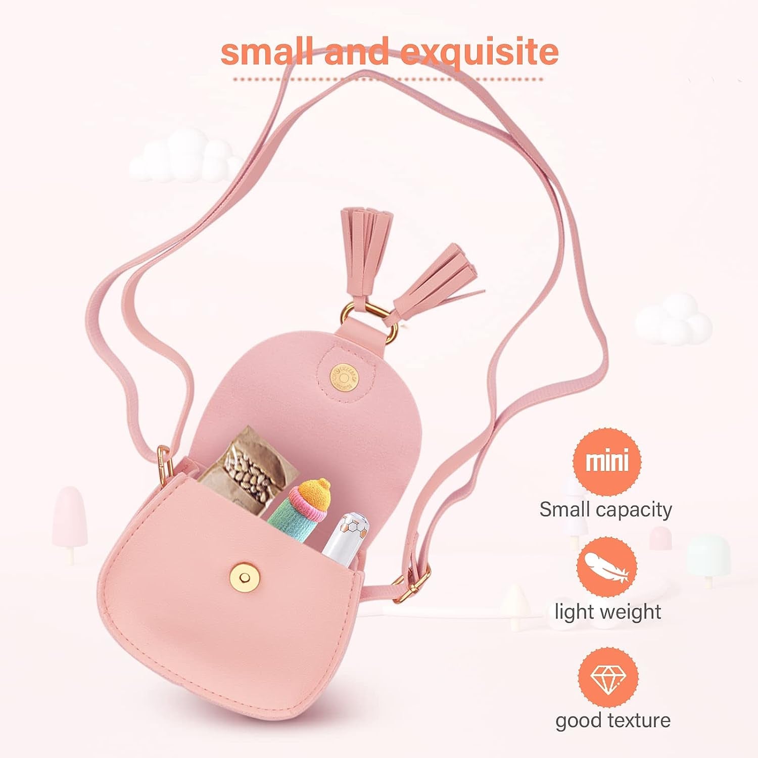 Little Girls Purse for Toddler Kids Girls Leather Crossbody Bag with Tassel