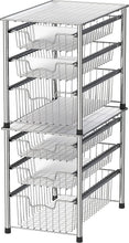 Load image into Gallery viewer, Simplehouseware Stackable 3 Tier Sliding Basket Organizer Drawer, Chrome
