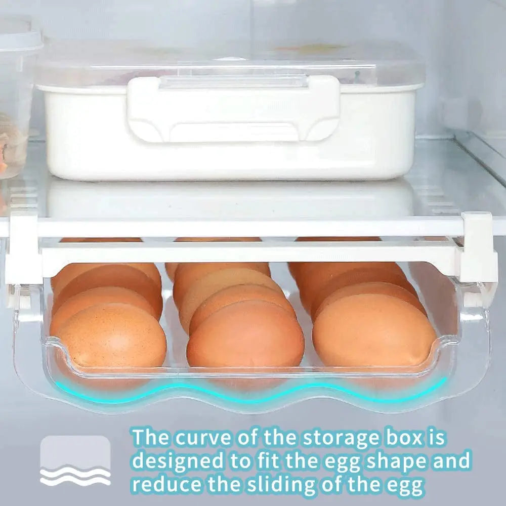 Egg Holder for Refrigerator Drawer,  Egg Tray Storage for Refrigerator, Hangable Egg Dispenser, Plastic Egg Containers Box, save Space, for Fridge Organiser Kitchen Organisation (Capacity 21 Eggs)