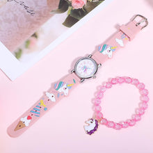 Load image into Gallery viewer, Unicorn Watch 1 Sets Bright Color Cartoon Lovely Children Watch with Bracelet Unicorn Watch for Kids
