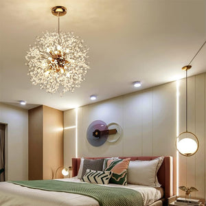 Modern Chandelier, Adjustable Luxury Dandelion Crystal Chandelier, Crystal Chandelier for Bedroom/Living Room/Kitchen/Dining Room (9 Lights, Diameter 50Cm)