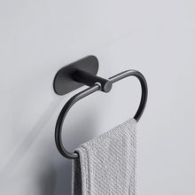Load image into Gallery viewer, Stainless Steel Towel Ring No Drilling 3M Self Adhesive Towel Holder Bathroom and Kitchen Towel Rack （Black Oval）
