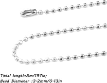 Load image into Gallery viewer, Beaded Pull Chain Extension with Connector, Stainless Steel 5 M Length Pull Chain with 40 Matching Connectors for Daily Life-Silver
