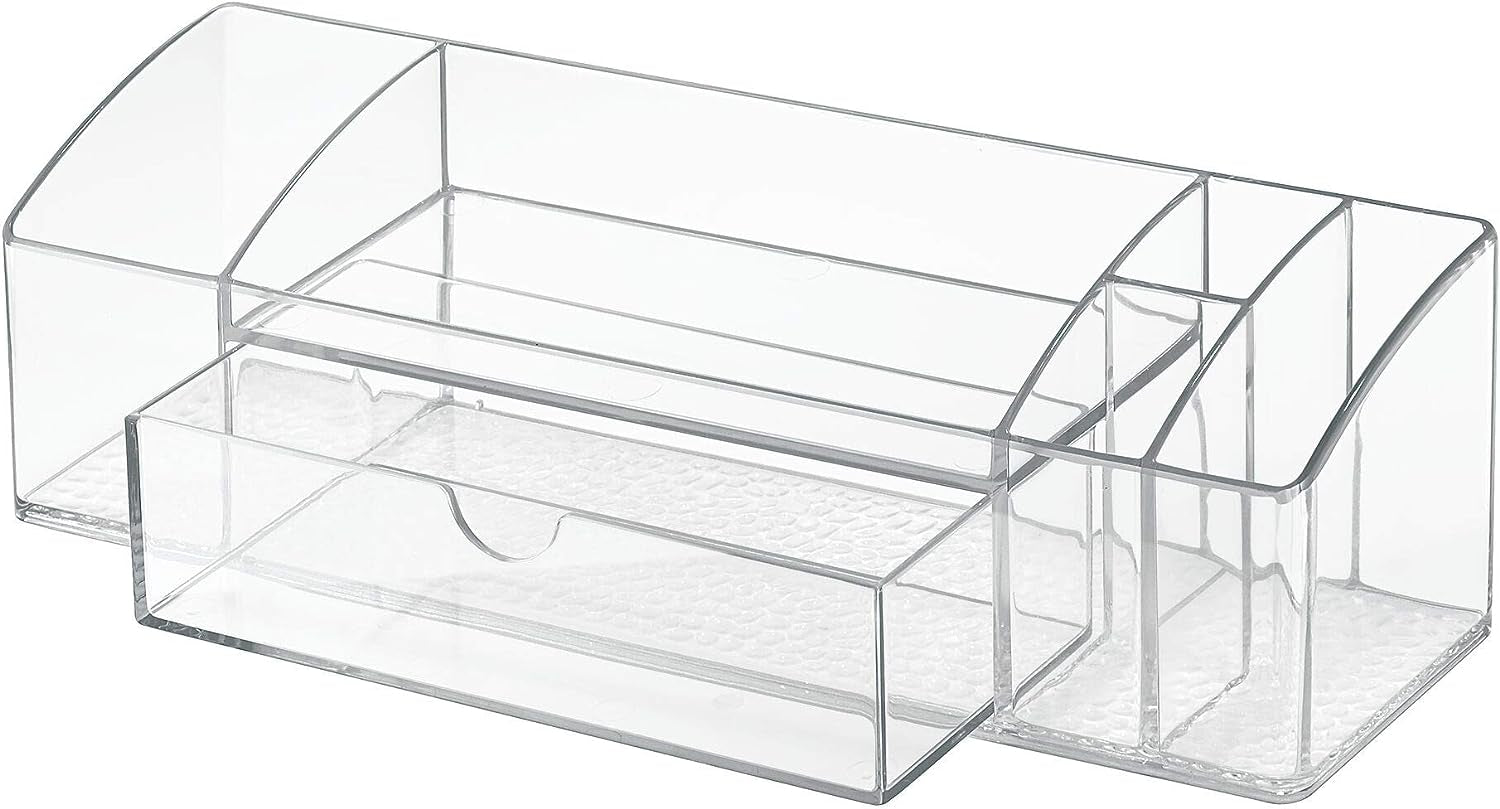 Interdesign Med+ - Makeup and Medicine Cabinet Drawer Caddy Organizer - Clear - 12 X 3 X 3.5 Inches