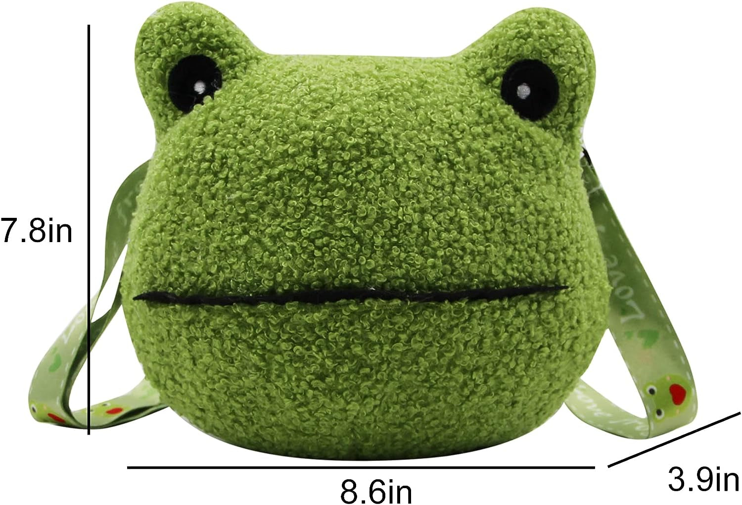 Cute Frog Crossbody Shoulder Bag Coin Purse Plush Mini Cartoon Satchel Handbags for Kids Girls Boys Women, C Green, One Size, Unique,Crossbody