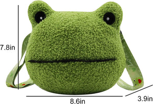 Cute Frog Crossbody Shoulder Bag Coin Purse Plush Mini Cartoon Satchel Handbags for Kids Girls Boys Women, C Green, One Size, Unique,Crossbody