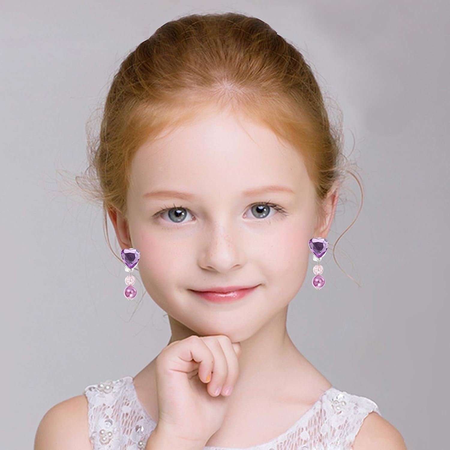 Pairs Crystal Clip on Earrings Girls Princess Play Jewelry Dangle Earring Clip on Earrings Jewelry Set
