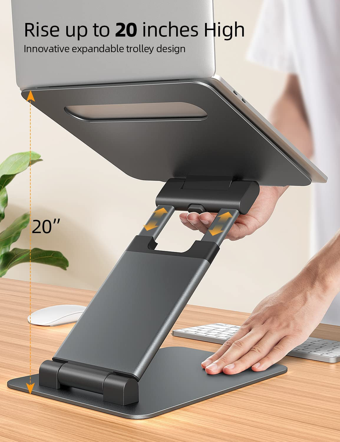 Laptop Stand, Ergonomic Sit to Stand Laptop Holder Convertor, Adjustable Height from 2.1" to 21", Supports up to 22Lbs, Compatible with Macbook, All Laptops Tablets 10-17" - Space Grey