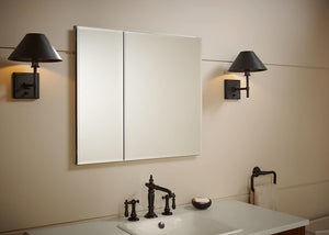 CB-CLC3026FS 30" W X 26" H Two-Door Bathroom Medicine Cabinet with Mirror, Recessed or Surface Mount Bathroom Wall Cabinet, Beveled Edges,Silver