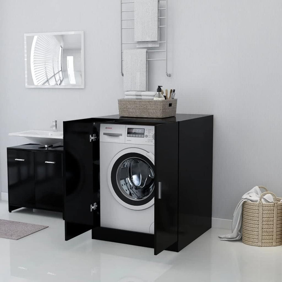 Washing Machine Cabinet Bathroom Washroom Toilet Laundry Room Cabinet Cupboard Shelf Rack Storage Organiser Home Furniture Black