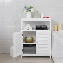 Load image into Gallery viewer, Wooden Bathroom Floor Cabinet Storage Organiser Rack, Kitchen Cupboard Free Standing, with Double Shutter Doors, White BBC40WT
