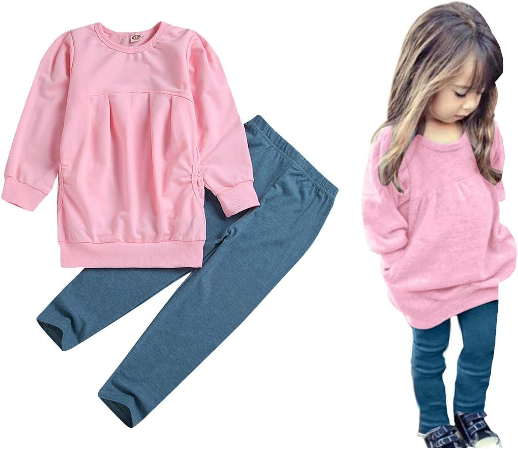 Toddler Girls Clothes Winter Warm Long Sleeve Tops+Long Pants Set
