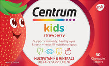 Load image into Gallery viewer, Kids Multivitamin Strawberry Flavour, with Vitamins to Support Immunity, Healthy Eyes, Teeth &amp; Gums, 60 Chewable Tablets
