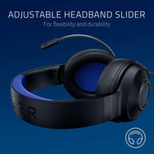 Load image into Gallery viewer, Kraken X Ultralight Gaming Headset: 7.1 Surround Sound - Lightweight Aluminum Frame - Bendable Cardioid Microphone - for PC, PS4, PS5, Switch, Xbox One, Xbox Series X|S, Mobile - Black/Blue
