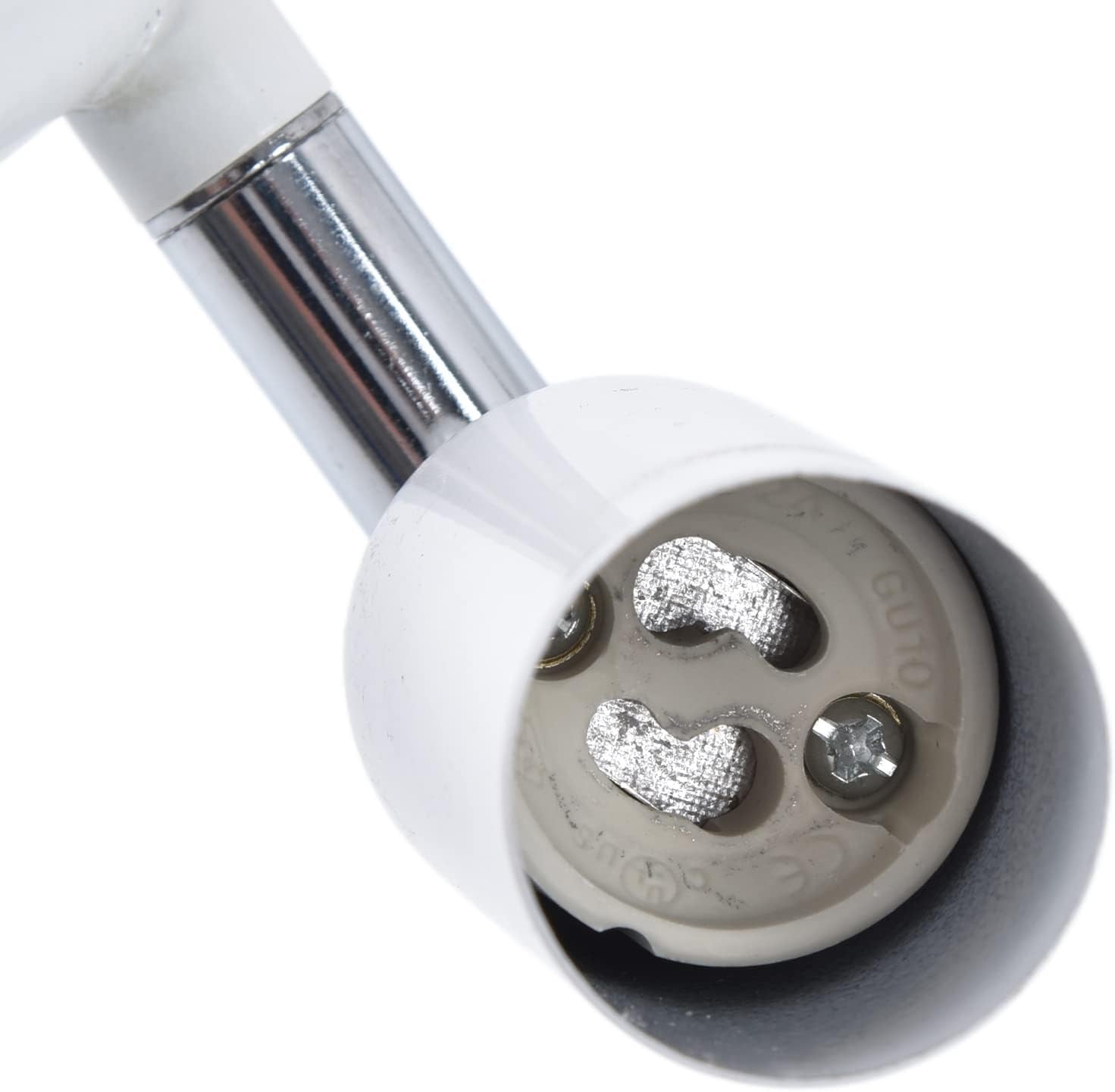 6 Way Ceiling Spotlight GU10 Base Socket, Track Lighting Kit Rotatable Lamp Head, Can Be Tilted 90°, Adjustable Lighting Angle, for Showrooms, Exhibition Halls, Museums, Cafes, Restaurants(White)