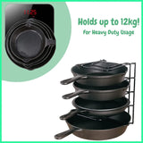 Heavy Duty Pots N Pan Organizer Rack | Kitchen Cabinet Storage Organizers for Cookware, Pot Lid Holder, Cast Iron Skillet, Bakeware - No Assembly Required