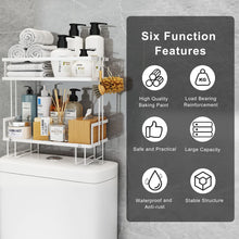 Load image into Gallery viewer, Over the Toilet Storage Shelf, 2-Tier Bathroom Storage Organizer Upgrade Punch-Free Toliet Storage Shelf, Home Storage Rack with Hooks Shelf (White)
