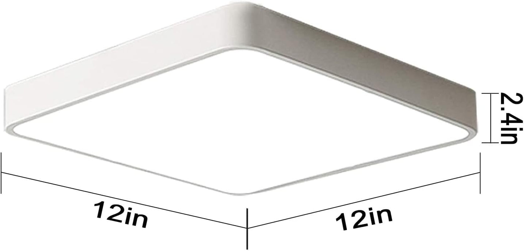 LED Flush Mount Ceiling Light,12-Inch 24W Equivalen Ceiling Lamp Square,6500K Cool White Lighting Fixture for Living Room/Kitchen/Bedroom/Dining Room,White