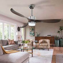 Load image into Gallery viewer, 56&quot; Modern Ceiling Fan with Lights and Remote, Brown Sliver Ceiling Fan, 3 Curved Blades, Noiseless Reversible Motor, Indoor LED Ceiling Fan for Kitchen Bedroom Living Room
