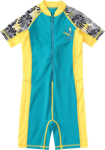 Boys Girls One Piece Water Sport Short Swimsuit UPF 50+ Rash Guard