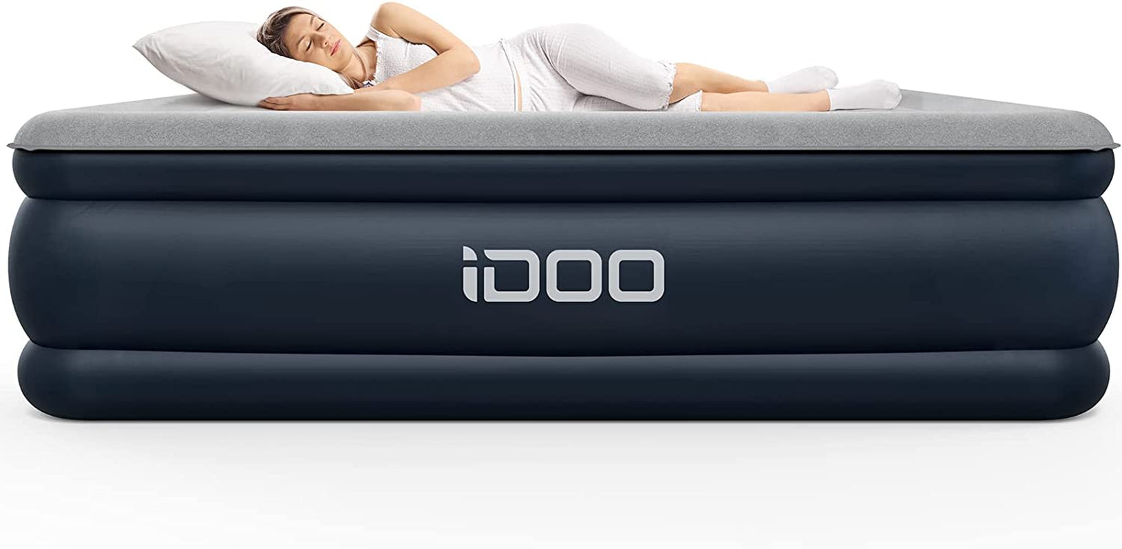 Queen Size Air Mattress, Inflatable Airbed with Built-In Pump, 3 Mins Quick Self-Inflation/Deflation, Comfortable Top Surface Blow up Bed for Home Portable Camping Travel, 80X60X18In, 650Lb MAX
