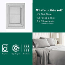 Load image into Gallery viewer, 4 Piece Super King Bed Sheet Set-2000Tc Bedding Sheets &amp; Pillowcases -Breathable Bedding - Wrinkle, Fade, Stain Resistant-Deep Pocket Flat Fitted Bed Sheet Set (Silver Gray, Super King)
