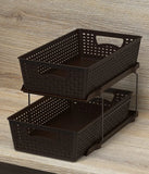 Simplehouseware 2 Tier Bathroom Organizer Tray Pull-Out Sliding Drawer/Under-Sink Storage, Brown