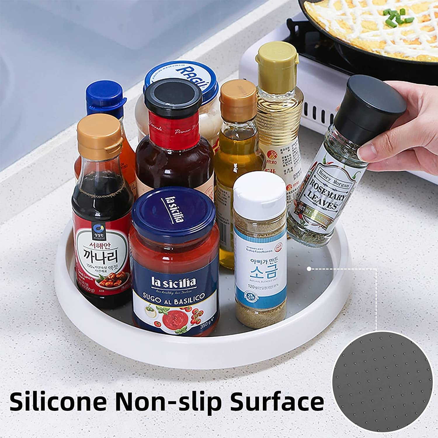 12 Inch Lazy Susan Turntable 2 Pack , Non-Skid Rotating Spice Rack Spinning Organizer for Cabinet, Kitchen, Fridge, Countertop, Pantry Organization and Storage, Vanity Display Stand