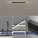Modern LED Pendant Lighting, Dimmable Modern LED Chandelier Linear Wave Light Fixture, LED Hanging Light Fixture for Dining Room Kitchen Island Breakfast Area Living Room (3-Light 45W Black)