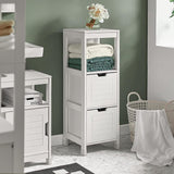 Freestanding Cabinet, 2 Drawers and Shelf, Cupboard for Bathroom, Bedroom, Standing Shelves with Drawers, FRG127-W