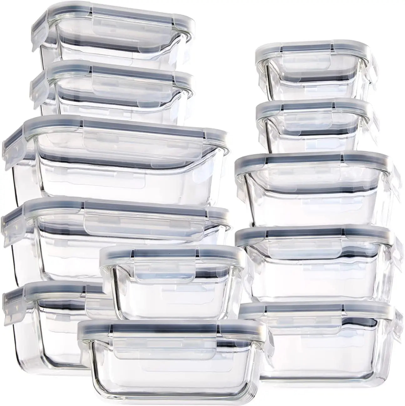 Glass Food Storage Containers with Lids Airtight, Glass Meal Prep Containers for Lunch Food Storage with Lids, 24 Pcs Glass Food Container Set-100% Leak Proof -BPA Free-Microwave, Oven, Freezer and Dishwasher Safe