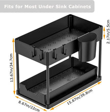 Load image into Gallery viewer, Under Sink Storage - 2 Pack under Sink Organizer - Sliding Drawer Shelf Pull Out with Hooks Cup for Kitchen Bathroom
