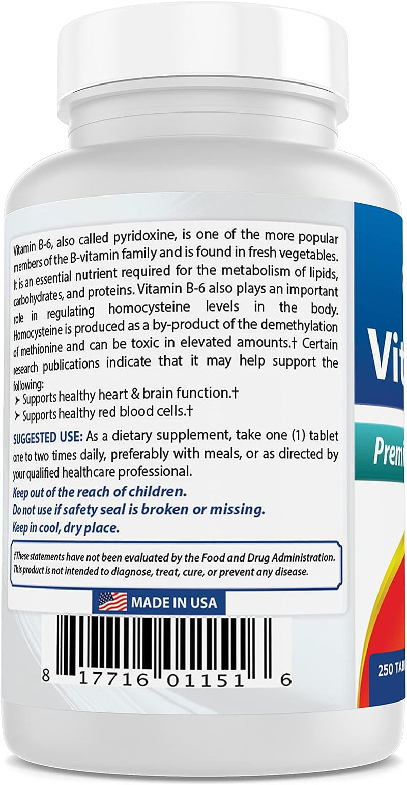 Vitamin B6 50 Mg 250 Tablets (250 Count (Pack of 3))